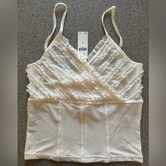 NWT Anthropologie Pilcro Elegant White Cream Ruffled Women's Top Size M Medium - Picture 5 of 12